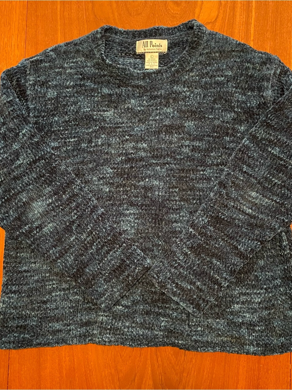 Women’s vintage 90s chenille cozy cottage blue L sweater